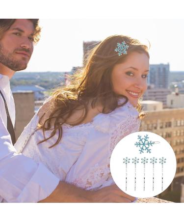 KALLORY Snowflake Hair Pins - 6pcs Decorative Barrettes for Girls | Party Hair Clips for Children - Snowflake Style Hair Accessories - Buy Online on SooperMarket.com
