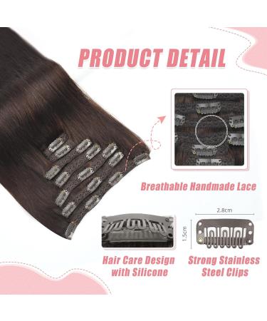 Vlasy Clip in Hair Extensions 14 70g Chocolate Brown Human Hair Seamless 7 Pieces Thick Weft Extensions for Women - Buy Online on SooperMarket.com