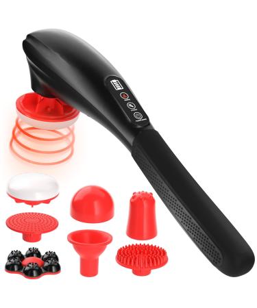 Handheld Back Massager 2600 mah with Heat for Muscles, Back, Foot, Neck, Shoulder, Leg, Calf Pain Relief – Cordless, Electric Percussion Full Body Massager- 6 Speeds (Matte Black)