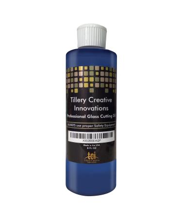 Professional Glass Cutting Oil with Precision Control Tip. 8 Ounces of Our Custom Blue Formula  Perfect for Filling Oil Filled Glass Cutters  Glass Drill Bits  and Glass Grinders.