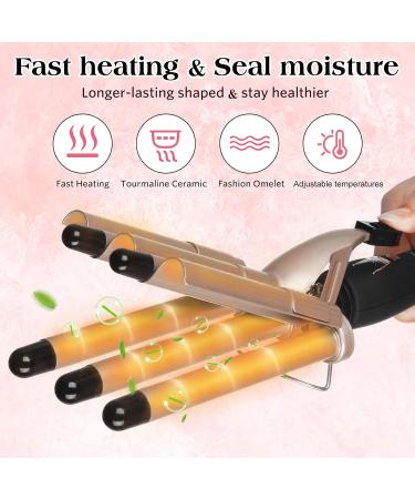 5 Barrel Hair Crimper Iron - 0.6 Inch Ceramic Tourmaline Curling Wand for Perfect Waves - Dual Voltage International Shipping - Buy Online on SooperMarket.com