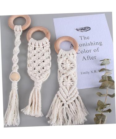 Vicasky 3 Pcs Handwoven Cotton Rope Dental Care Toys - Bitter Cotton Bite Sticks & Rings for Toddlers | Safe Handmade Beech Teething Relief - Buy Online on SooperMarket.com