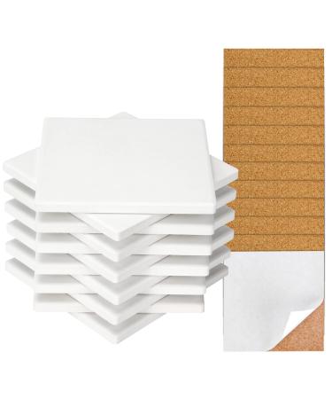 Ceramic Tile for Crafts Coasters 12 Pack White Ceramic Tiles Unglazed 4x4 with Cork Backing Pads Use with Alcohol Ink or Acrylic Pouring DIY Make Own Coasters Mosaics Painting Projects Decoupage