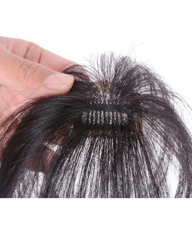 Bangs Hair Clip Lifelike Hair Extensions Wispy Bangs Clip Dark Brown Fake Air Bangs Fringe Refine Facial Contour 3D Real Human Hair Bangs for Daily Wear - Buy Online on SooperMarket.com