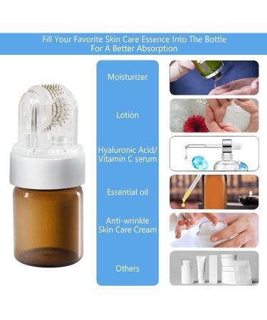 Hydra Roller Microneedle Derma Roller & Stamp Serum Applicator Kit - 2 in 1 Titanium Micro Needle Tool with 2 Empty Ampule Bottles - Cosmetic Microneedling Set - Buy Online on SooperMarket.com