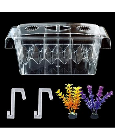 PINVNBY Fish Breeding Box Aquarium Acrylic Fish Isolation Breeder Box Acclimation Hatchery Incubator Box with Suction Cups for Baby Fishes Shrimp Clownfish Aggressive Fish and Guppy