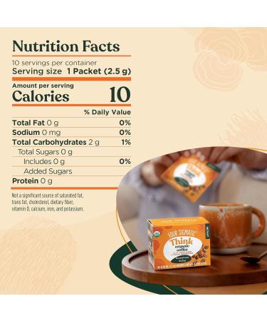 Foods Mushroom Instant Coffee Four Sigma Organic and Fair Trade with Lions Mane Chaga & Mushroom 10 x 2 5 g each Packets (25g) Midium Roast - Buy Online on SooperMarket.com