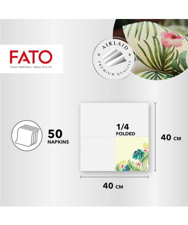 FATO Tropical Decor Airlaid Paper Napkins 50 Pack 40x40 cm Folded Textile Effect for Parties & Events - Buy Online on SooperMarket.com