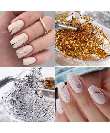 Eseres 3D Sparking Gold Flakes Nail Foil - 6 Grids Metallic Glitter for Nail Art Design in Gold & Silver - Buy Online on SooperMarket.com