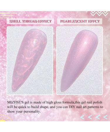 MIZHSE Pink Shimmer Pearl Gel Nail Polish with Shell Thread - 10 x 1 Soak Off UV LED - Y007 - Buy Online on SooperMarket.com