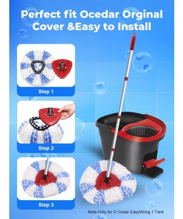 4 Pack O Cedar EasyWring Mop Head Replacements - Compatible with O Cedar 1 Tank Microfiber Mop - Rotating Base, Machine Washable - Buy Online on SooperMarket.com
