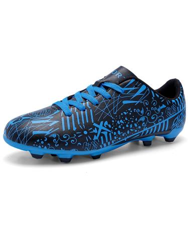 Sainilei children soccer shoes boys FG/AG outdoor football shoes men TF football Professional training shoes 33 EU S2327FG black blue