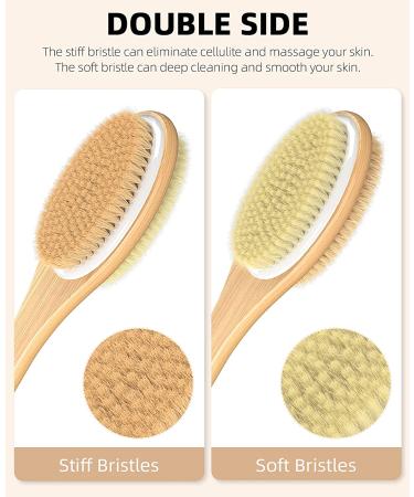 Metene 2 Pack Shower Brush - Dual-Sided Long Handle Back Scrubber & Body Exfoliator for WetDry Brushing - Buy Online on SooperMarket.com