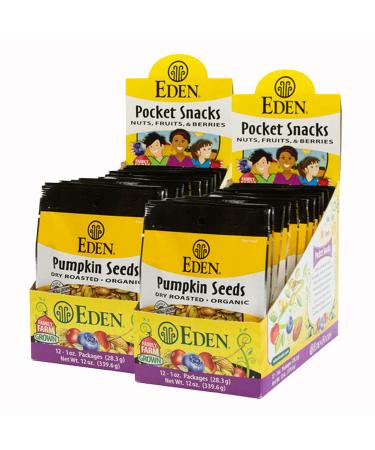 Eden Organic Pumpkin Seeds, Pocket Snacks, Dry Roasted, Lightly Salted, Hulled, Pepitas, 1 oz (24-Pack Case) 1 Ounce (Pack of 1)