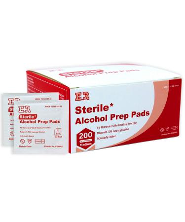 Ever Ready First Aid Alcohol Prep Pads, Medium 2-Ply Alcohol Wipes, individually wrapped Swabs, Saturated With 70% Isopropyl Alcohol - 200 Count