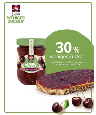 Buy Schwartau Extra Less Sugar Black Cherry Fruit Spread 300g - Reduced Sugar Jam for Healthy Snacking | International Shipping Available - Buy Online on SooperMarket.com
