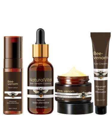 Bee Venom SkinCare Set Includes New Zealand Bee Venom Face Lotion Bee Venom Essence Bee Venom Face Cream Bee Venom Eye Cream Anti-Wrinkle Hydrating & Firming Plant-Based Formula