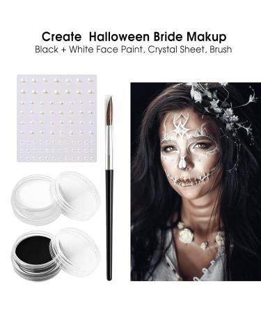 BOBISUKA Black & White Face Paint Bride Makeup Kit | Halloween Makeup with Brush & Accessories for Costume & Skeleton SFX  - Buy Online on SooperMarket.com