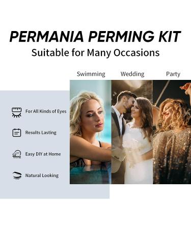 PERMANIA Lash Perm Kit | Lash Lift Sachet with Eyelash Lifting Glue | Long-lasting Curl for 8 Weeks | Brow Lamination | Smudge-proof Formula - Buy Online on SooperMarket.com