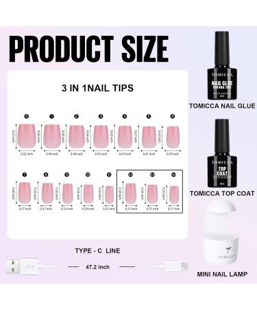 TOMICCA Soft Gel Nail Tips and Glue Kit - 3 in 1 Coffin Nail Tips, Gel Glue, Top Coat, and UV LED Lamp - DIY Nail Art Extension Kit - Buy Online on SooperMarket.com