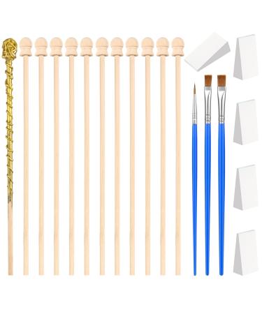 Wand Making Kit Wizard's Wands DIY Craft kit and Paintbrushes  5 Pieces Foam Tools for Wizard's Wand Making Cosplay Masquerade (15 Pieces)