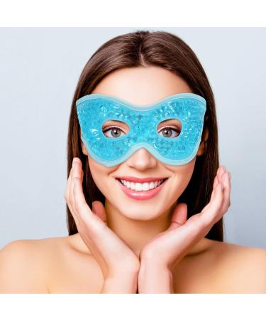 MIVORA Cooling Gel Mask for Puffy Eyes Reusable Hot Cold Therapy for Migraine Headache Dark Circles Dry/Swollen Eyes Sinus Pain Light Blue (A-blue)