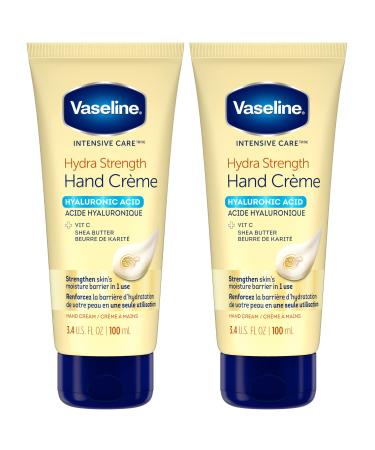 Vaseline Hand Cream for Dry Skin - Hydra Strength Hand Lotion with Hyaluronic Acid Vitamin C and Shea Butter Intensive Care Hand Repair Cream 3.4 Oz Ea (Pack of 2)
