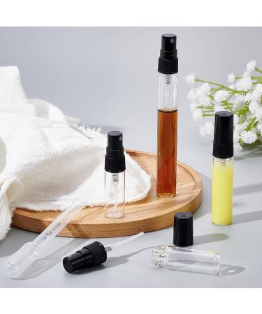BENECREAT Mini Glass Spray Bottles Set - 30 Pieces (3ml/5ml/10ml) with Funnel & Pipettes - Perfect for Perfumes & Cosmetics - Fine Fog Atomizers (Black Cap) - Buy Online on SooperMarket.com