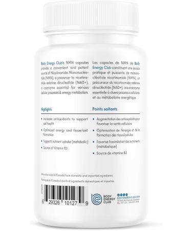 Body Energy Club NMN 500mg Supplement 30 Capsules to Boost NAD+ Levels Energy & Cellular Repair Gluten-Free Non-GMO Dairy-Free Vegan - Buy Online on SooperMarket.com