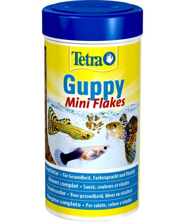 Tetra guppy mini flakes fish feed - balanced nutrient -rich flake lining for guppies 250 ml dose mini flakes 75 g (1 Pack)