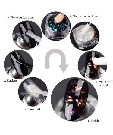Iridescent Chameleon Nail Flakes Set - 6 Jars of Glittery Nail Art - Buy Online on SooperMarket.com