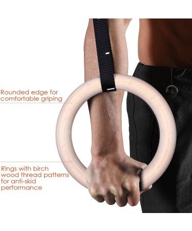 Wooden Gymnastic Rings Set - 15ft Adjustable Straps - 32mm - Perfect for Cross-Training, Gymnastics, Strength Training, Pull Ups & Dips (Set of 2) - Buy Online on SooperMarket.com