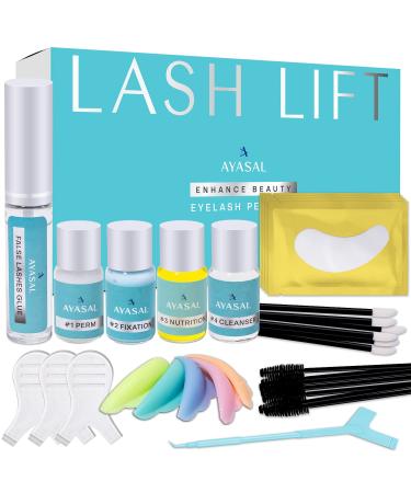 AYASAL Eyelash Perm Kit, Long-Lasting Curl, Home & Professional Use, Lash Lift Kit & Safe Perming Wave, Semi-Permanent Curling, Professional Quality. AYASAL - Cyan