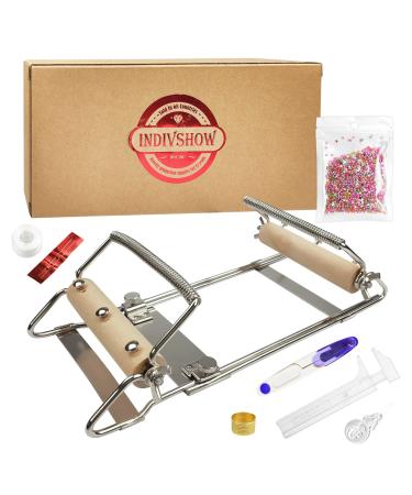 INDIVSHOW Adjustable Bead Loom,Seed Bead Loom Kit Includes Thread,Beading Needles, 8000 Grains Czech Beads,Calipers, Thimble,Yarn Scissors for Adults Kit,Bracelet Making Kit Bead Loom Adjustable