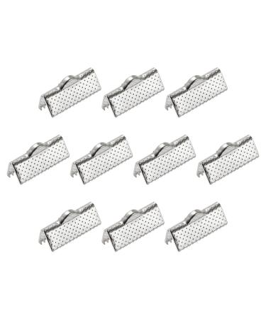 uxcell 200Pcs Ribbon Crimp Clamp Ends  16mm Bookmark Pinch Cord End Clasps for DIY Craft Making  Silver Tone 16mm Silver Tone
