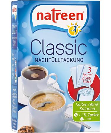 NATREEN Classic Refill Pack 3x500 pcs. - The calorie-free sweetener for coffee and tea / Netherlands