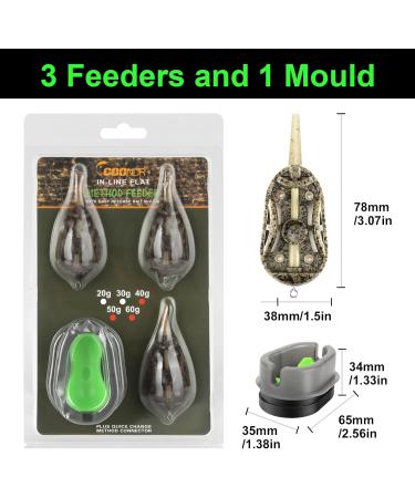 Realure 4-in-1 Method Feeder Accessories for Carp Fishing - Inline Lead Feeder with Weights | 40G 50G 60G | Pellets & Feeder Rod Essentials - Buy Online on SooperMarket.com