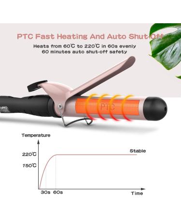 PRETFY 1 1/4 Inch Curling Iron - Adjustable Temperature Ceramic Barrel Fast Heat for Long & Medium Hair - Dual Voltage Hair Waver for Women - Buy Online on SooperMarket.com