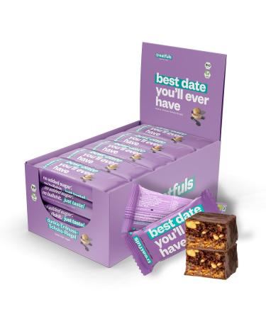 Treatfuls Dark Bio-Erdnuss-Schoko Riegel 20 x 40g |Dates and nuts |Bio & Vegan |100% natural ingredients |Gluten -free |Lactose -free |without soy