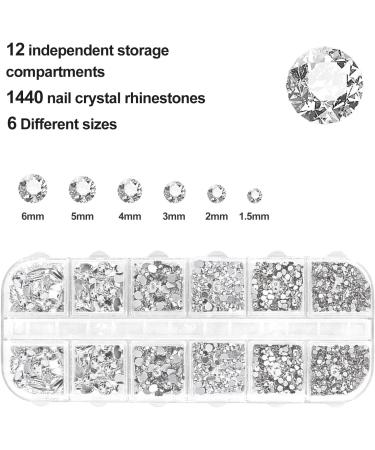 Sularpek 1440 Pcs Rhinestones Nail Gems Set with Tools - Crystal Flat Back Gems for Nail and Face Art | Includes Tweezers and Dotting Pen - Buy Online on SooperMarket.com
