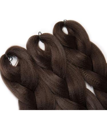 Jumbo Braiding Hair Extensions Colorful Synthetic Hair for DIY Crochet Box Braids Ombre 1Pc 24inch Dark Brown - Buy Online on SooperMarket.com