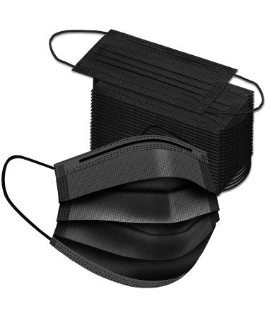 Black Disposable Face Masks - 50 Pack, 3 Ply Disposable Masks - Buy Online on SooperMarket.com