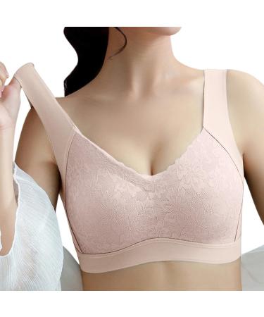 Angxiwan ladies bustier yoga hillless seamless bralettes spaghetti straps Seamless BH extensions Cross Back Design Breathable Ultrakomfortable Top medium zipper front beige xxl