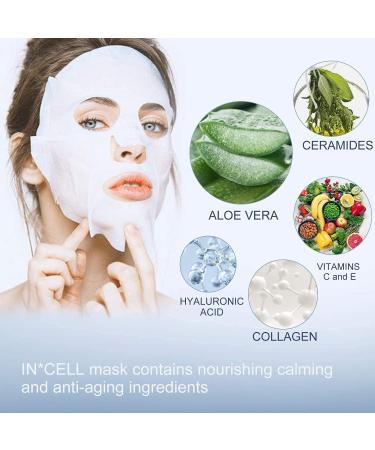 Collagen Repair Facial Sheet Mask with Derma Roller Pen - Instant Hydration and Soothing (5PCS) - Buy Online on SooperMarket.com