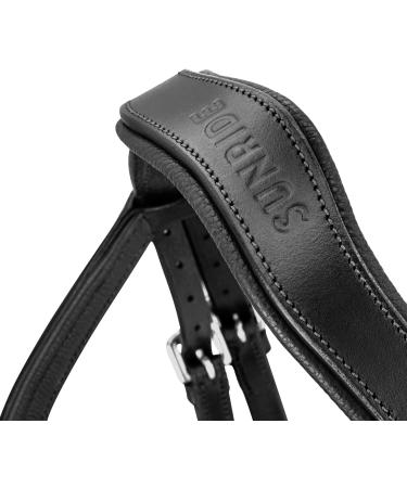 Sunride English Combined Bridle Hawaii - Soft Real Leather Adjustable & Anatomical with Reins (Full Size Black/Red) - Buy Online on SooperMarket.com