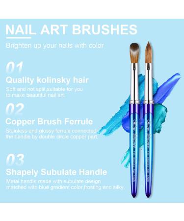 Buy Size 10 Acrylic Nail Brush - 100% Pure Kolinsky 3D Art Nail Brush with Gradient Blue Handle for Nail Extension & Carving - Buy Online on SooperMarket.com