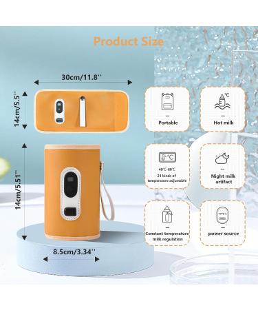 Portable USB Baby Bottle Warmer | Fast Heating with LCD Display | 40-60 C Temperature | 21 Gear Adjustable | Automatic Insulation | For Outdoor Car Travel - Buy Online on SooperMarket.com