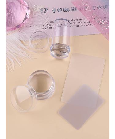 EBANKU 2PCS Clear Blue Silicone Nail Art Stamper Set with Scraper Tools for DIY Beauty Nail Art - French Smile Line Design (Transparent) - Buy Online on SooperMarket.com