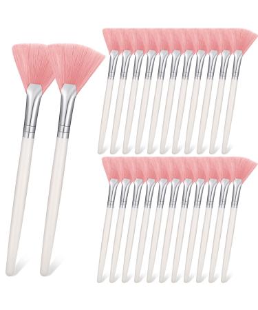 24 Pieces Fan Brush Facial Mask Brush Soft Fan Face Makeup Brush Acid Applicator Esthetician Brush Cosmetic Tools for Mud Clay Mask, Makeup Peel (Pink)