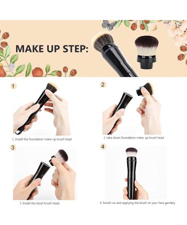 Electric Makeup Brush Automatic Rotating Makeup Brush with Foundation & Blusher Brush Heads for Liquid Cream Powder Based Make Up for All Skin Types - Buy Online on SooperMarket.com